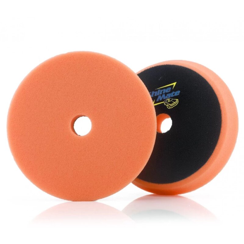 The ShineMate Orange Flat Foam Pad has a light cutting action and will remove scratches and swirl marks while leaving a level and smooth surface